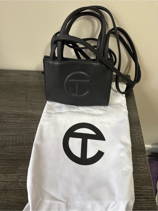 Telfar Handbags - Telfar Black Mini Leather Shopper with Embossed Logo